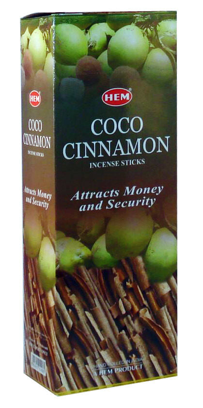 Coco Cinnamon HEM Incense Sticks 20 Gram Hexagonal Pack