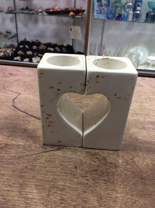 Soapstone candle holder heart