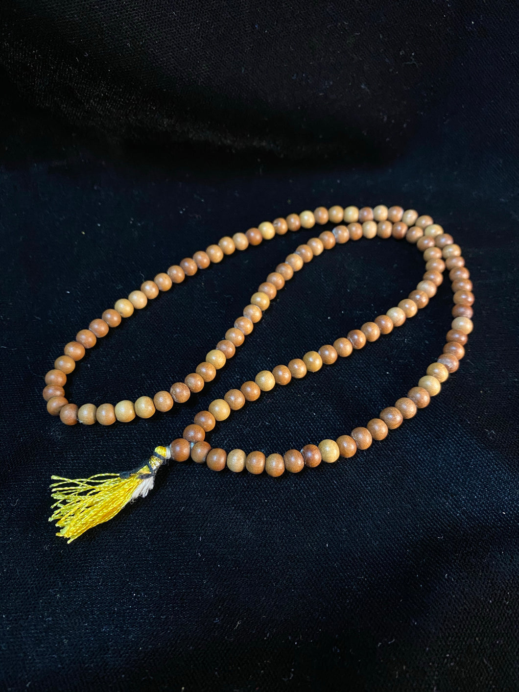 Mala Beads Prayer Necklace yellow tassel