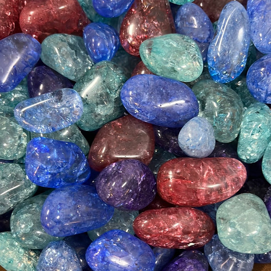 Multi-colored Crackle Quartz Tumbled Stones Dyed