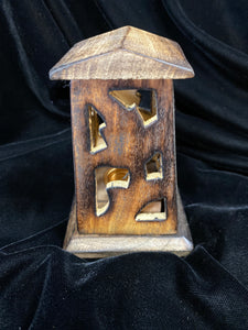 Wooden Cone Incense Burner Tower Short