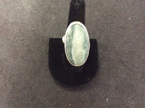 .925 Silver Jade Ring size 8.5 (h)
