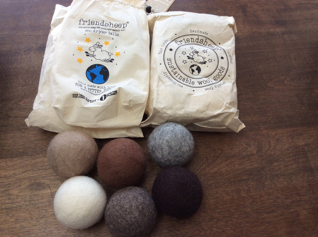 Wool Dryer Balls by Friendsheep 6pk Earth Tones