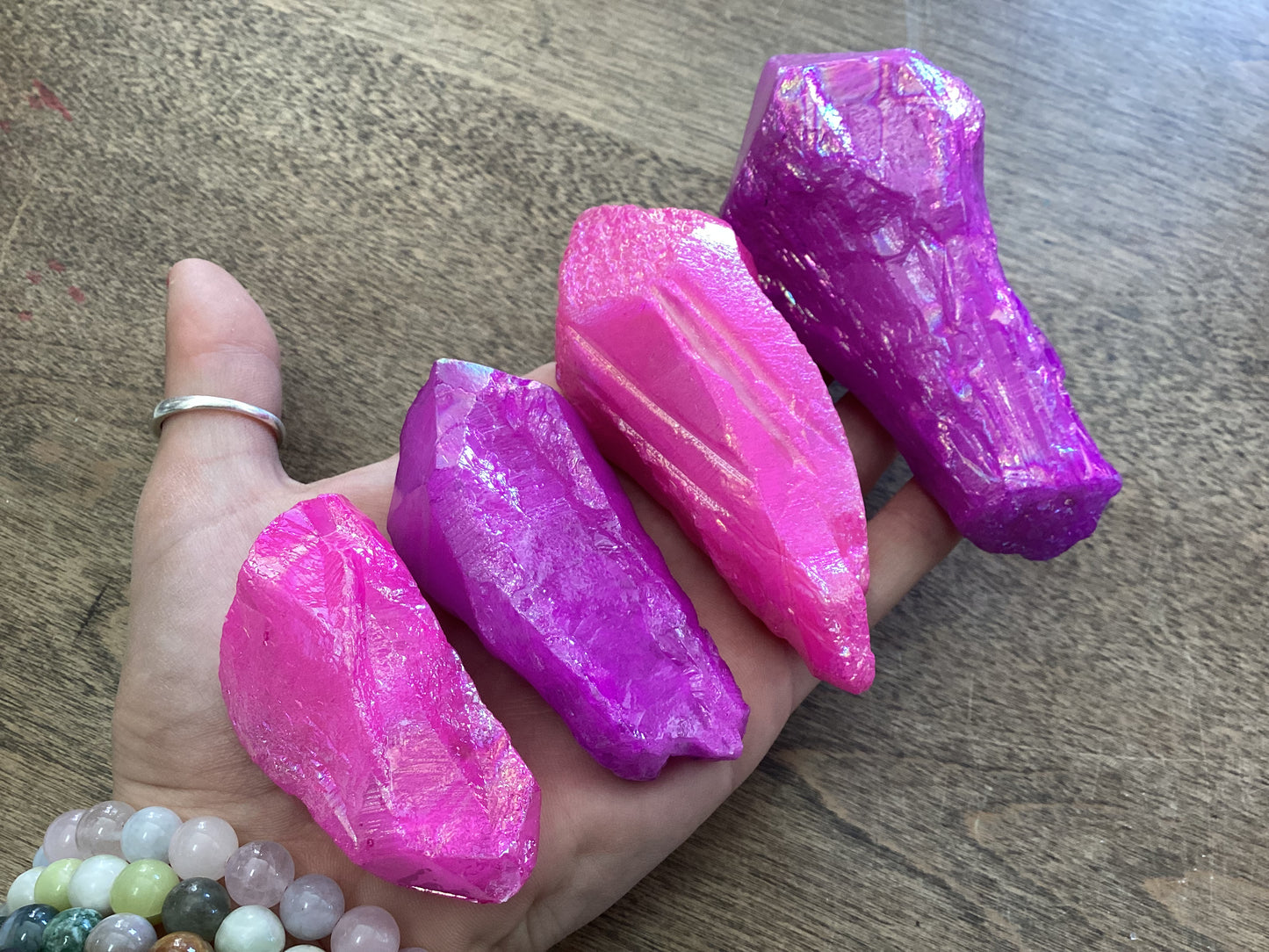 Pink Purple Aura Quartz Point