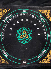 Load image into Gallery viewer, Pendulum Mat green and gold celtic embroidered